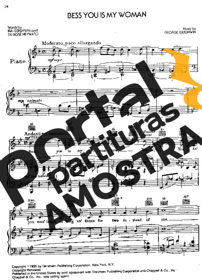 George Gershwin Bess, You Is My Woman Now partitura para Piano