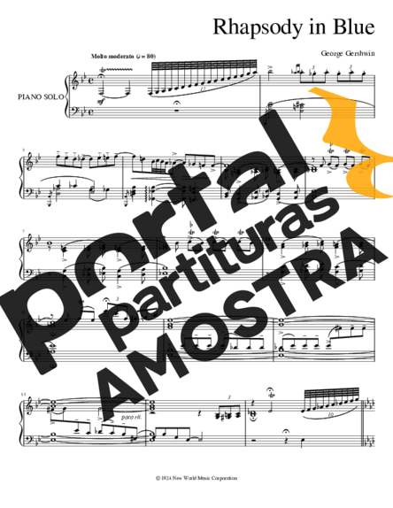 George Gershwin Rhapsody In Blue partitura para Piano