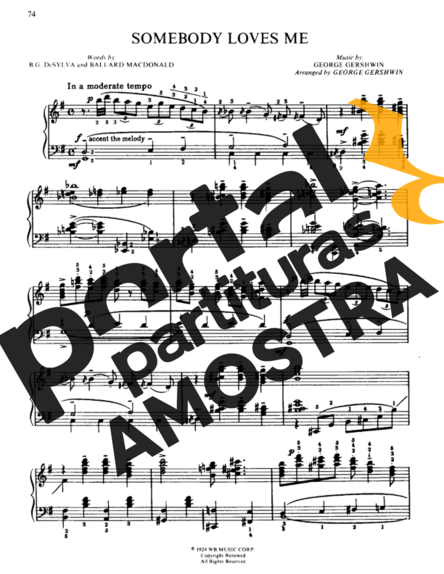 George Gershwin Somebody Loves Me partitura para Piano