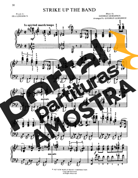 George Gershwin Strike Up The Band partitura para Piano