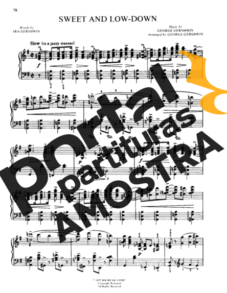 George Gershwin Sweet And Low Down partitura para Piano