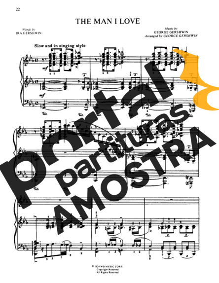 George Gershwin The Man I Love partitura para Piano