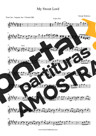 George Harrison My Sweet Lord partitura para Clarinete (Bb)