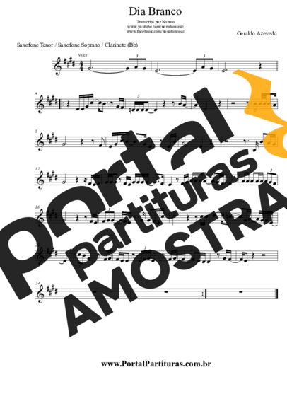 Geraldo de Azevedo  partitura para Saxofone Tenor Soprano (Bb)