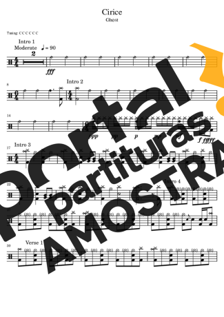 Ghost Cirice partitura para Bateria