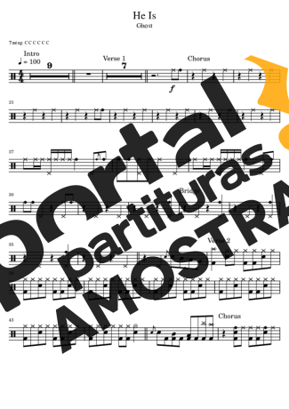 Ghost He Is Official partitura para Bateria