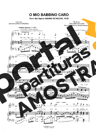 Gianni Schicchi O Mio Babbino Caro partitura para Piano