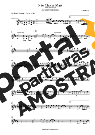 Gilberto Gil Não Chores Mais partitura para Clarinete (Bb)