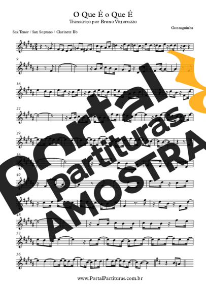 Gonzaguinha O Que é, o que é partitura para Saxofone Tenor Soprano (Bb)