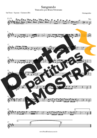 Gonzaguinha Sangrando partitura para Saxofone Tenor Soprano (Bb)