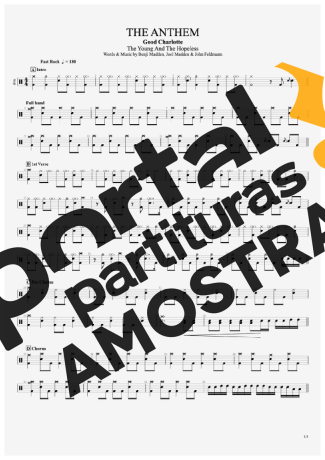 Good Charlotte The Anthem partitura para Bateria