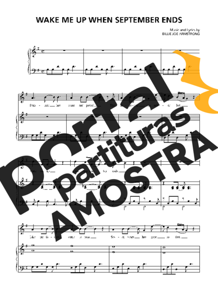 Green Day  Wake Me Up When September Ends partitura para Piano