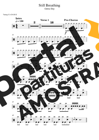 Green Day Still Breathing partitura para Bateria