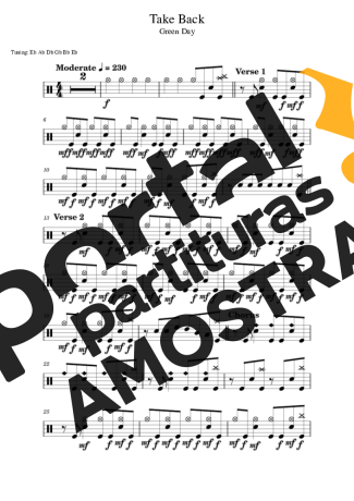 Green Day  partitura para Bateria