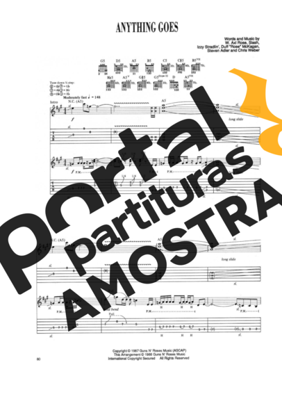 Guns N Roses Anything Goes partitura para Guitarra