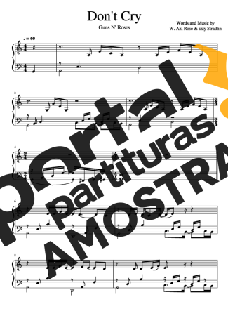 Guns N Roses  partitura para Piano