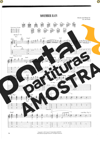 Guns N Roses  partitura para Guitarra