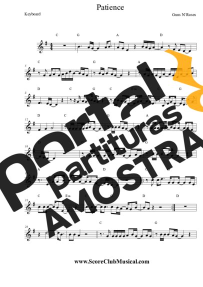 Guns N Roses Patience partitura para Teclado