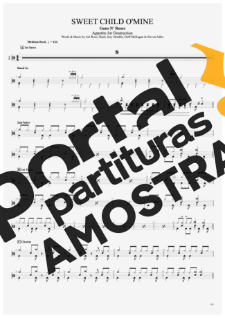 Guns N Roses  partitura para Bateria