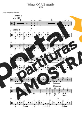 HIM Wings Of A Butterfly partitura para Bateria