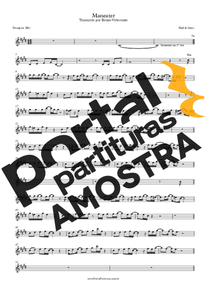 Hall & Oates Maneater partitura para Trompete