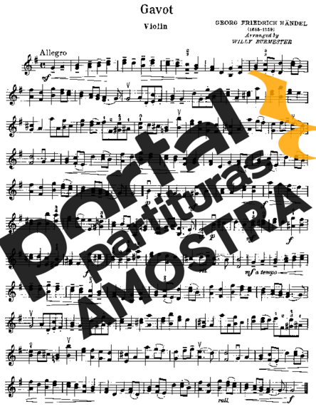 Handel Gavot partitura para Violino