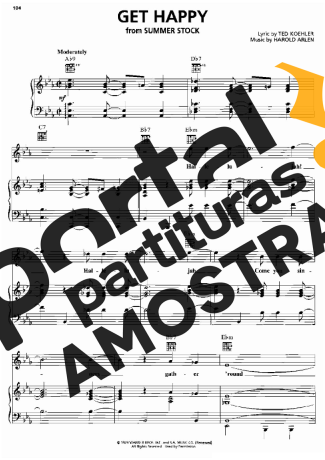 Harold Arlen Get Happy partitura para Piano