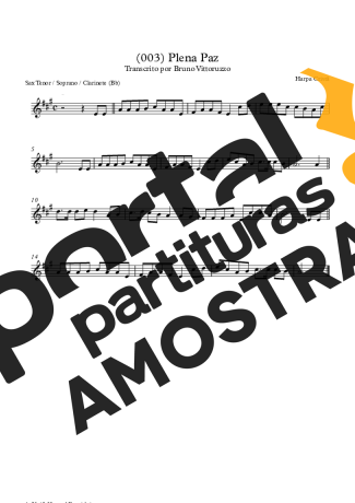 Harpa Cristã (003) Plena Paz partitura para Clarinete (Bb)