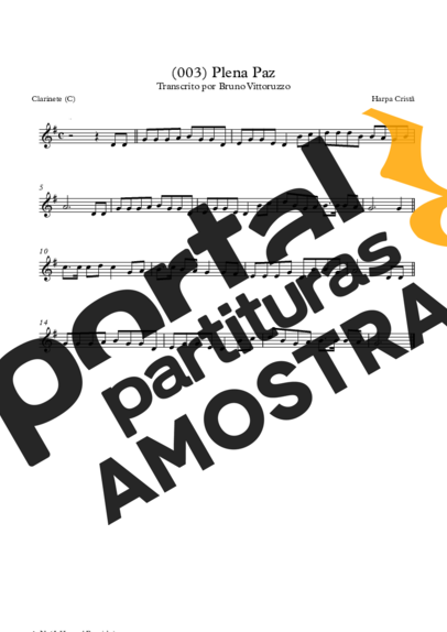 Harpa Cristã (003) Plena Paz partitura para Clarinete (C)