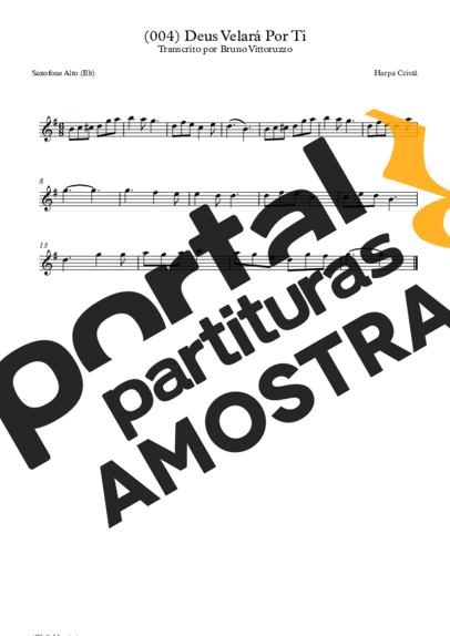 Harpa Cristã (004) Deus Velará Por Ti partitura para Saxofone Alto (Eb)