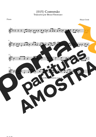 Harpa Cristã (015) Conversão partitura para Flauta Transversal