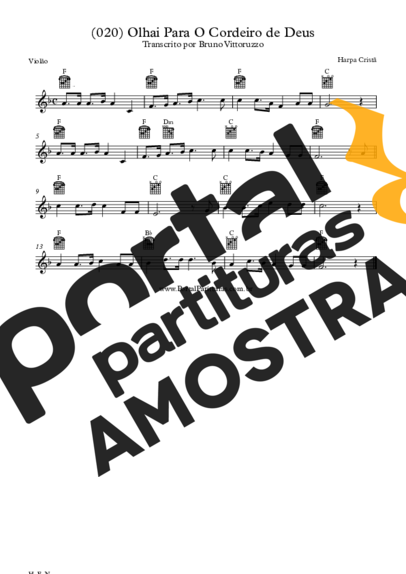 Harpa Cristã (020) Olhai Para O Cordeiro De Deus partitura para Violão