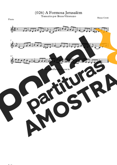 Harpa Cristã (026) A Formosa Jerusalém partitura para Flauta Transversal