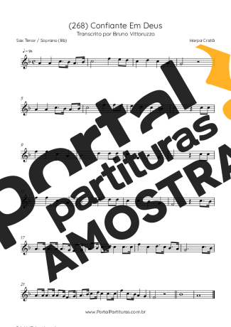 Harpa Cristã (268) Confiante Em Deus partitura para Saxofone Tenor Soprano (Bb)