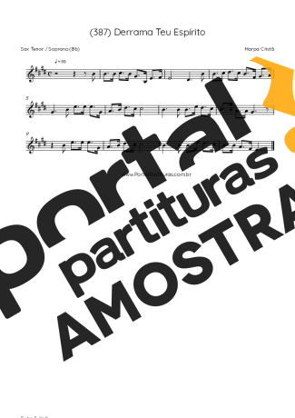 Harpa Cristã (387) Derrama Teu Espírito partitura para Saxofone Tenor Soprano (Bb)