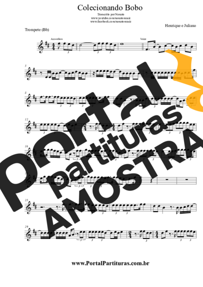 Henrique e Juliano Colecionando Bobo partitura para Trompete