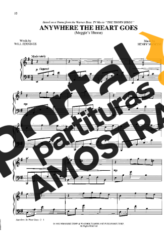 Henry Mancini Anywhere The Heart Goes partitura para Piano