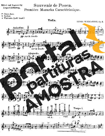 Henryk Wieniawski Souvenir de Posen Op 3 partitura para Violino