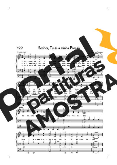 Hinário CCB (199) Senhor Tu És A Minha Porção partitura para Órgão
