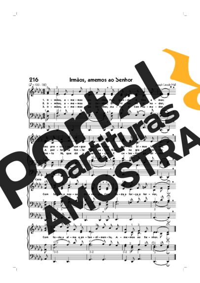 Hinário CCB (216) Irmãos Amemos Ao Senhor partitura para Órgão