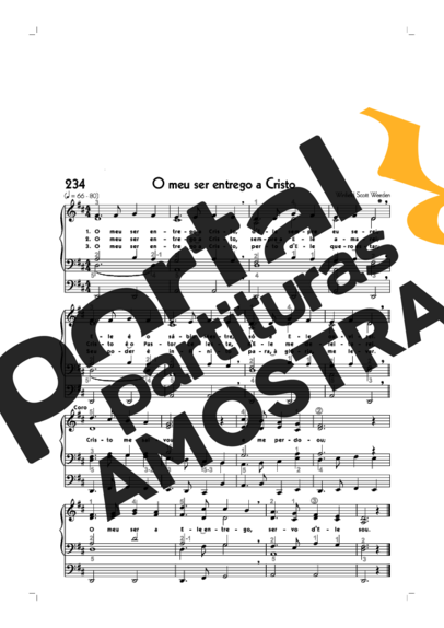 Hinário CCB (234) O Meu Ser Entrego A Cristo partitura para Órgão