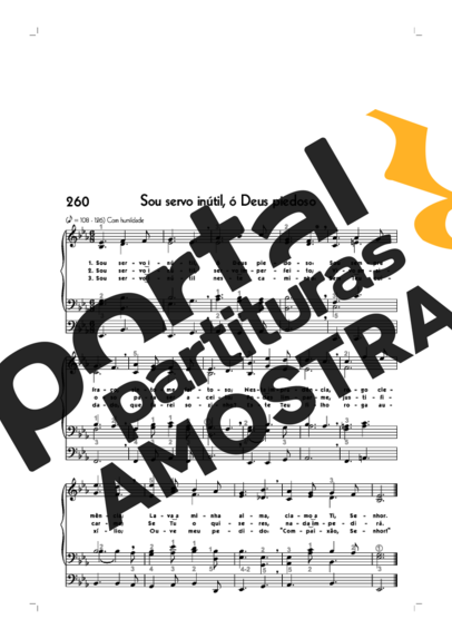 Hinário CCB (260) Sou Servo Inútil Ó Deus Piedoso partitura para Órgão
