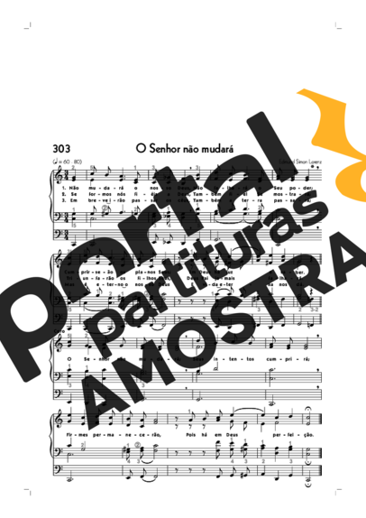 Hinário CCB (303) O Senhor Não Mudará partitura para Órgão