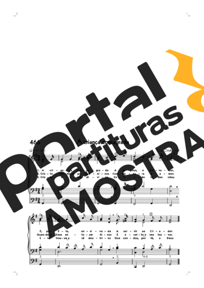 Hinário CCB (466) A Criança Consagrada partitura para Órgão