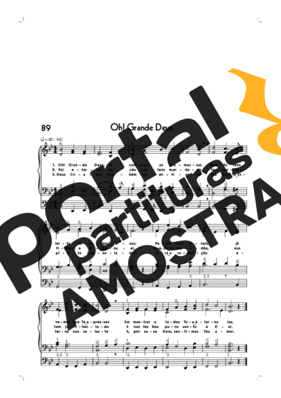 Hinário CCB (89) Oh Grande Deus partitura para Órgão