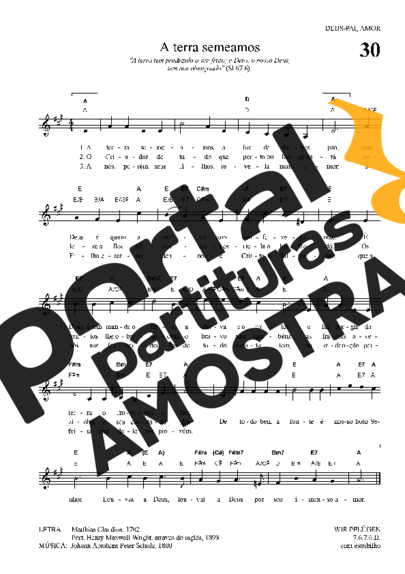 Hinário Para o Culto Cristão A Terra Semeamos partitura para Teclado