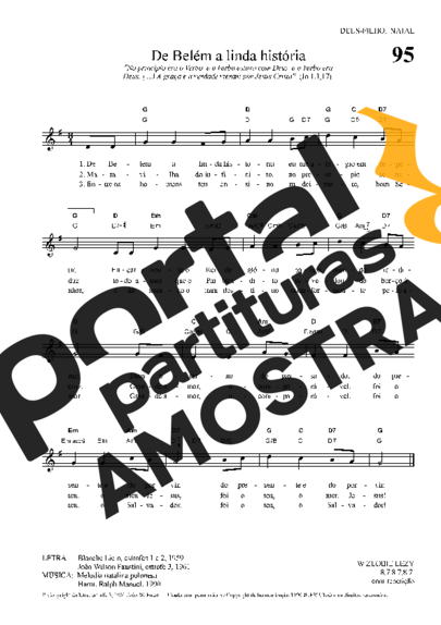 Hinário Para o Culto Cristão De Belém A Linda História partitura para Teclado