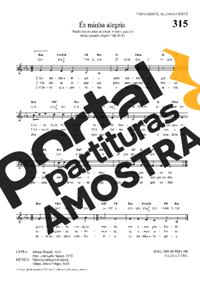 Hinário Para o Culto Cristão És Minha Alegria partitura para Teclado