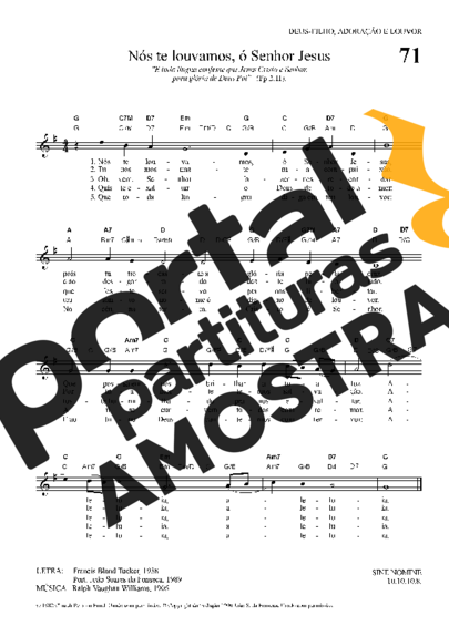 Hinário Para o Culto Cristão Nós Te Louvamos ó Senhor Jesus partitura para Teclado