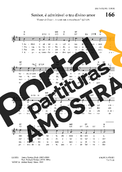 Hinário Para o Culto Cristão Senhor é Admirável O Teu Divino Amor partitura para Teclado